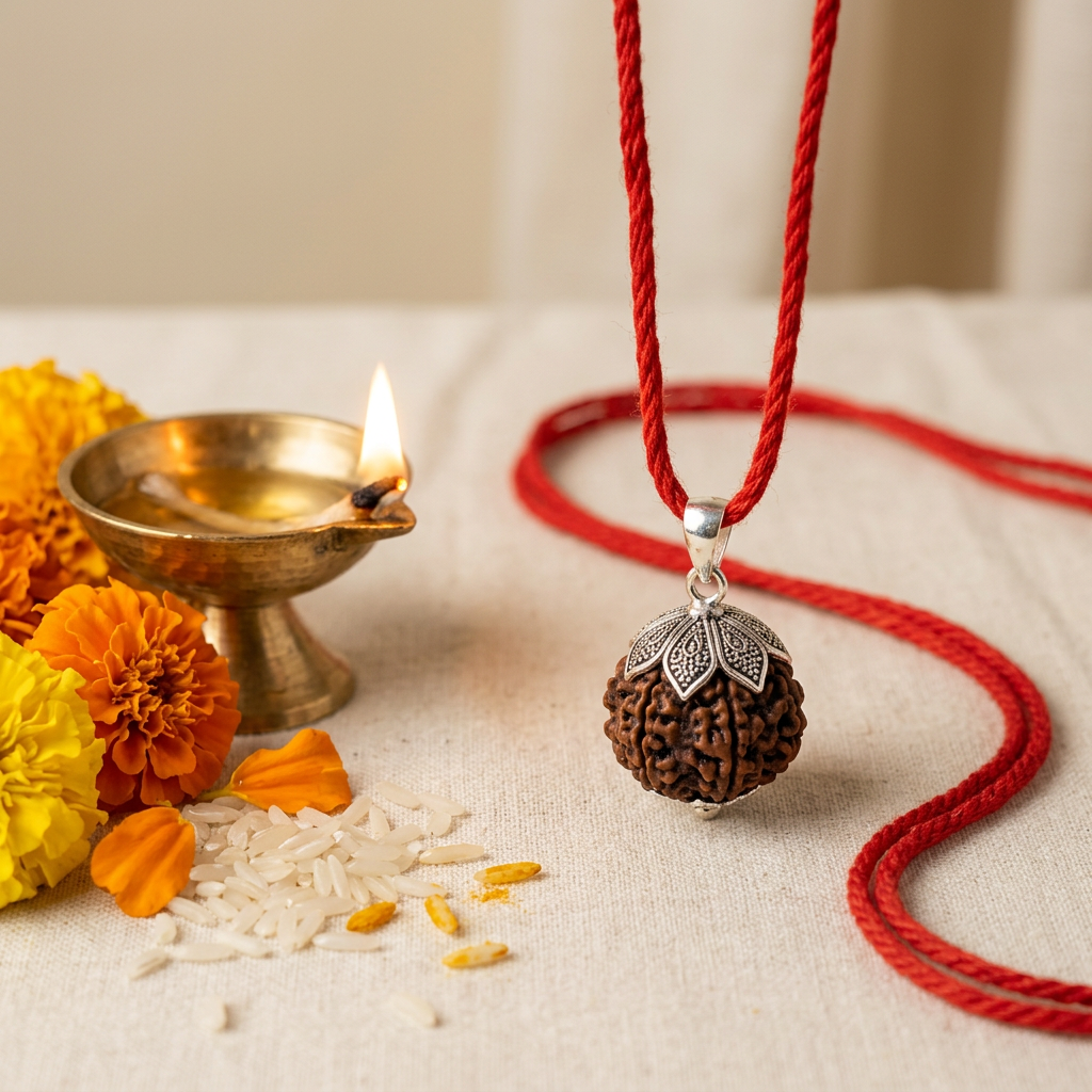 Rudraksha Pendant with Silver Cap (illustrative image)