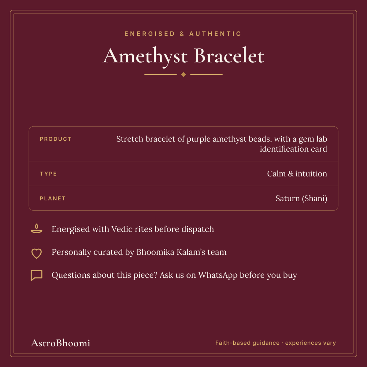 Amethyst Bracelet: energised and authentic, AstroBhoomi
