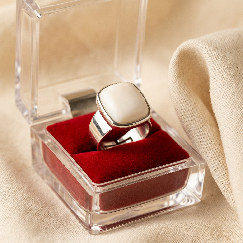 White Coral (Safed Moonga) Adjustable Ring (illustrative image)