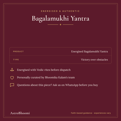 Bagalamukhi Yantra: energised before dispatch and curated by AstroBhoomi