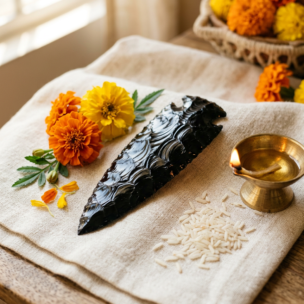 Black Obsidian Arrowhead (Protection Knife) (illustrative image)