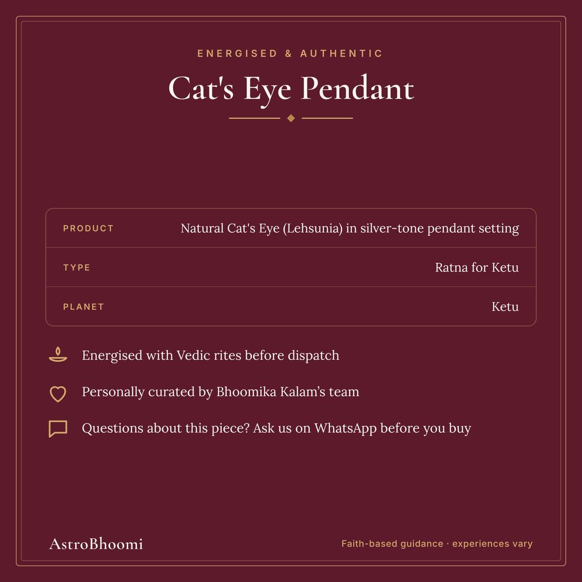 Cat's Eye: energised and authentic, AstroBhoomi