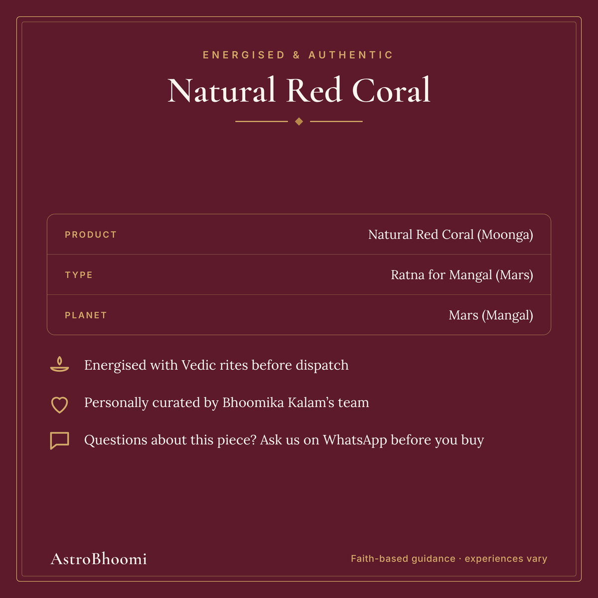 Natural Red Coral (Moonga) Gemstone: energised before dispatch and curated by AstroBhoomi