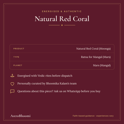 Natural Red Coral (Moonga) Gemstone: energised before dispatch and curated by AstroBhoomi