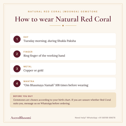 How to wear Natural Red Coral (Moonga) Gemstone: step-by-step guide