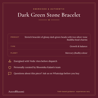 Dark Green Stone Bracelet: energised and authentic, AstroBhoomi