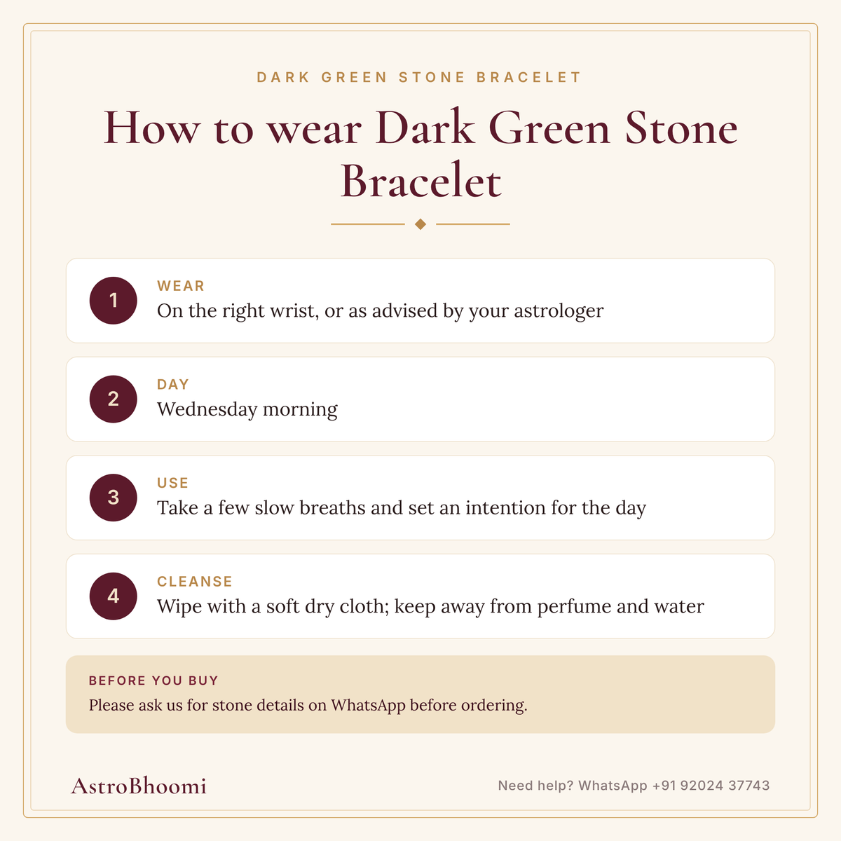 How to wear Dark Green Stone Bracelet