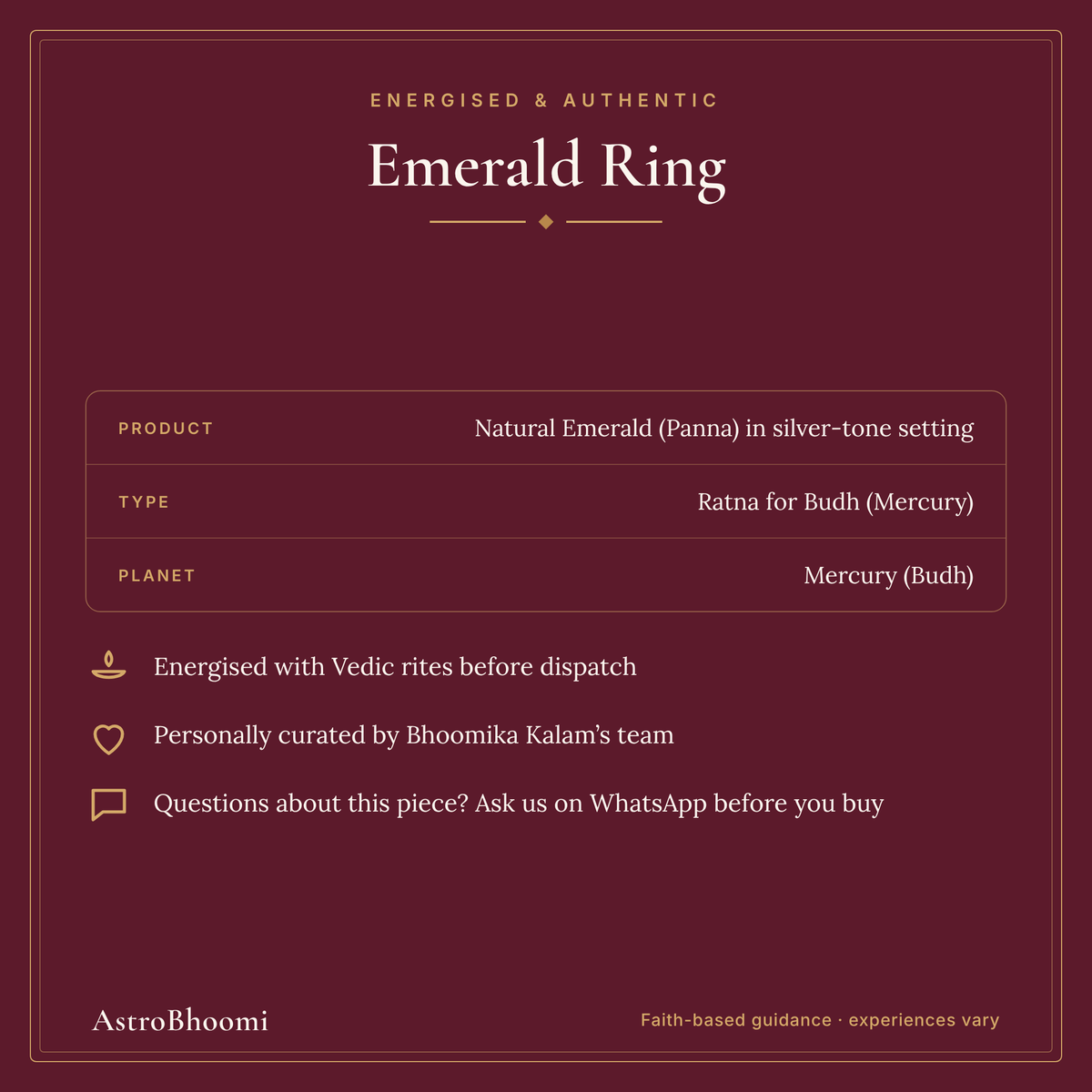 Emerald: energised and authentic, AstroBhoomi