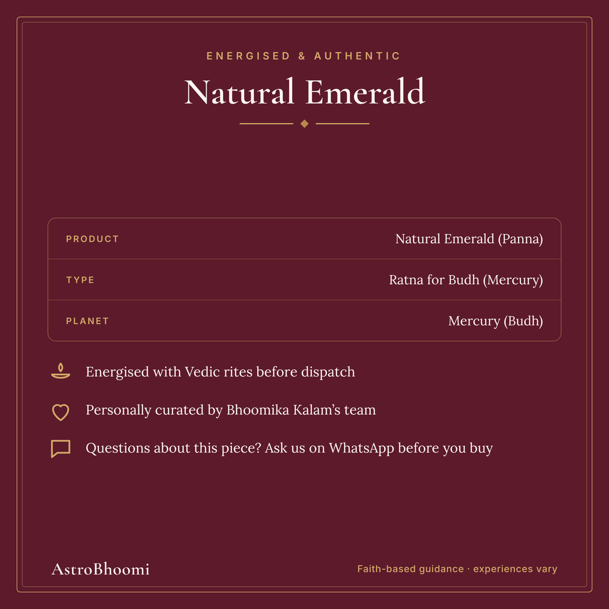 Natural Emerald (Panna) Gemstone: energised before dispatch and curated by AstroBhoomi
