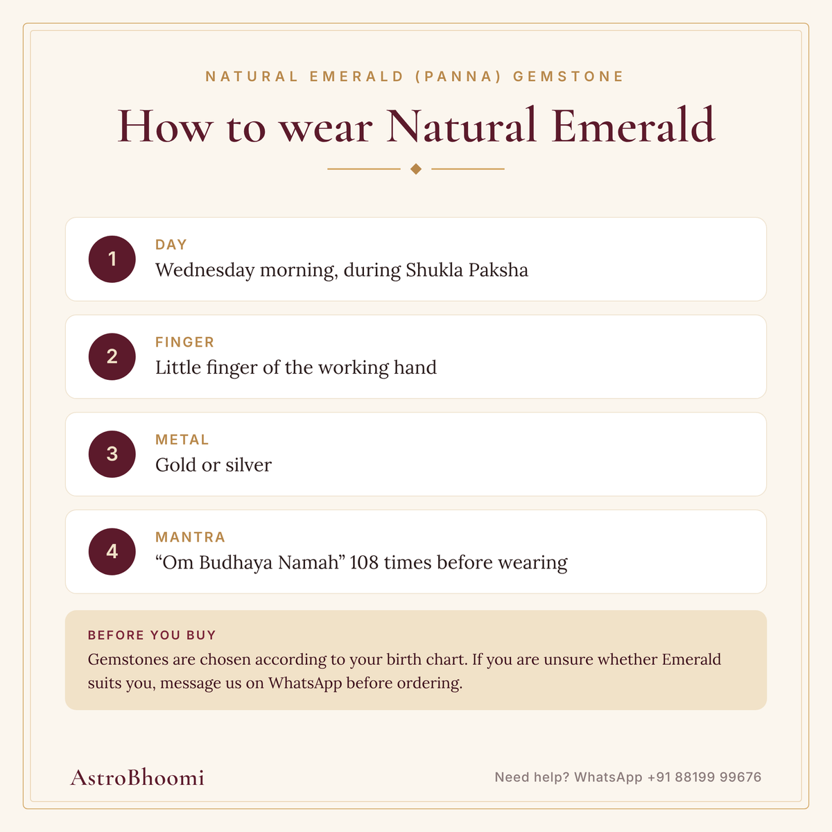How to wear Natural Emerald (Panna) Gemstone: step-by-step guide