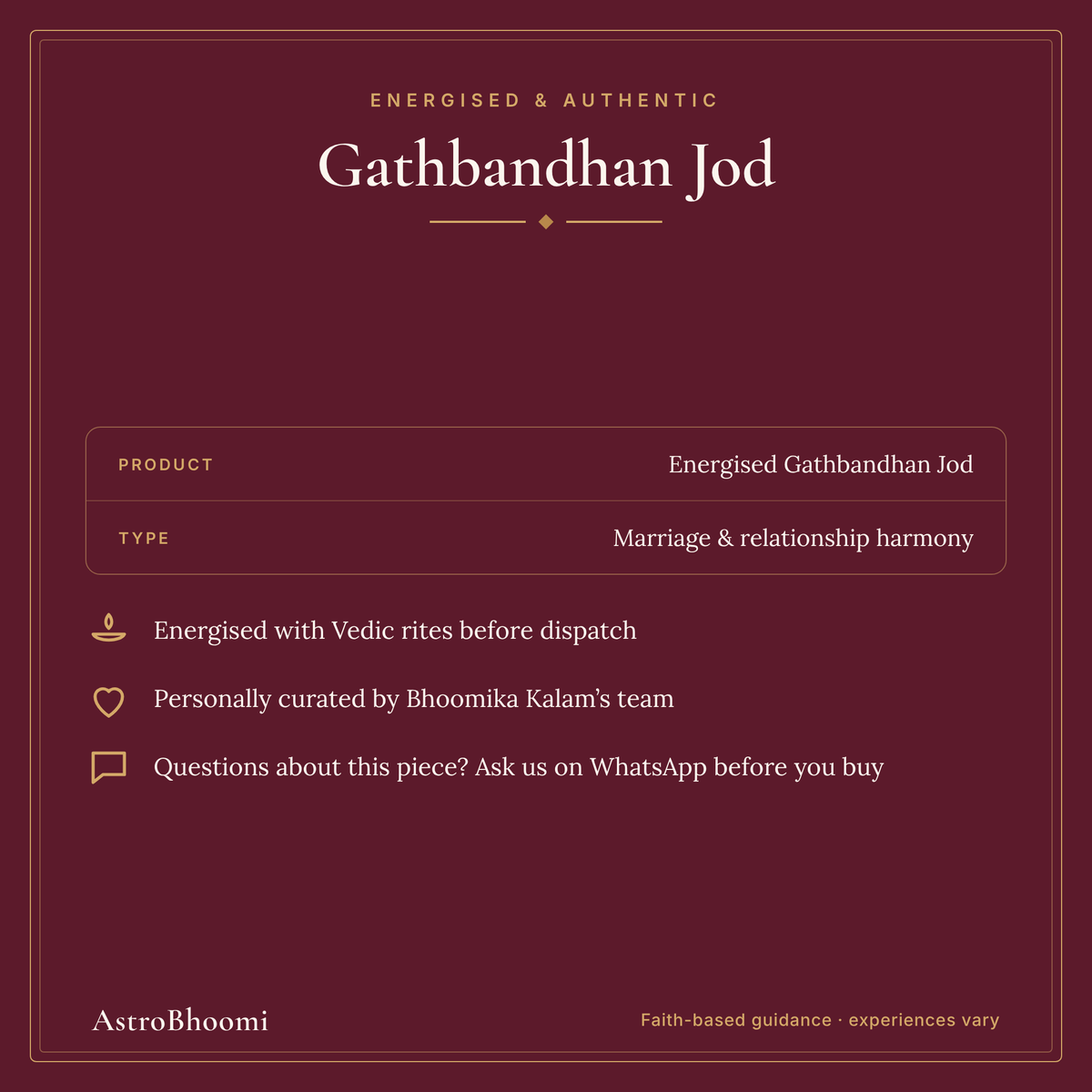 Gathbandhan Jod: energised before dispatch and curated by AstroBhoomi