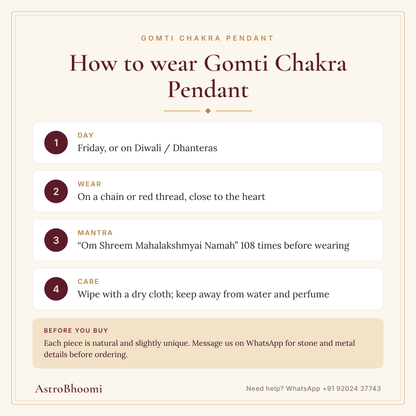 How to wear Gomti Chakra Pendant