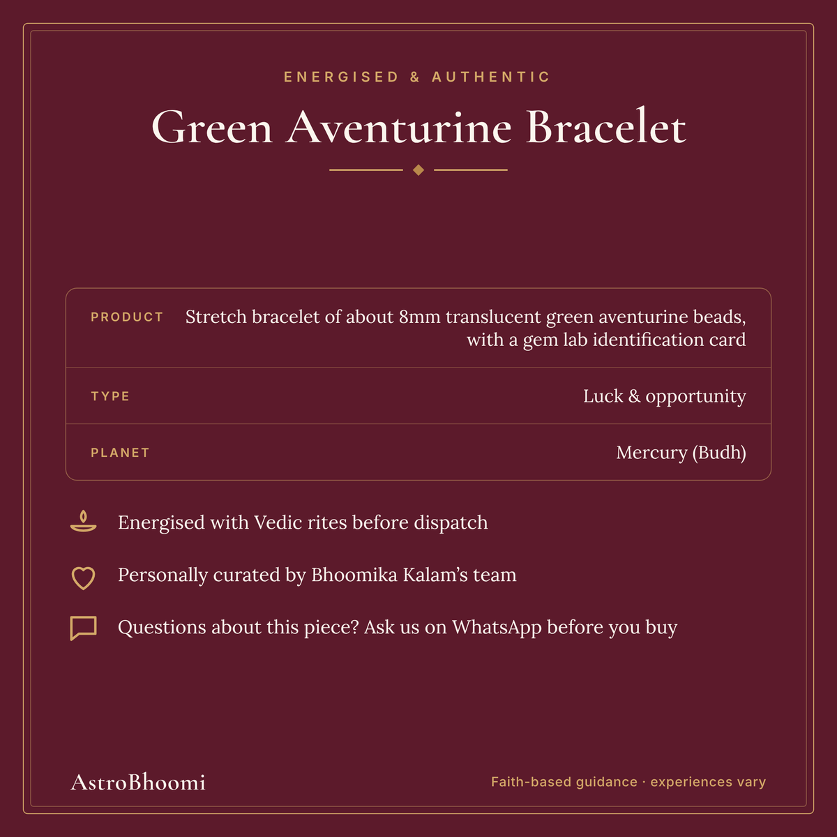 Green Aventurine Bracelet: energised and authentic, AstroBhoomi