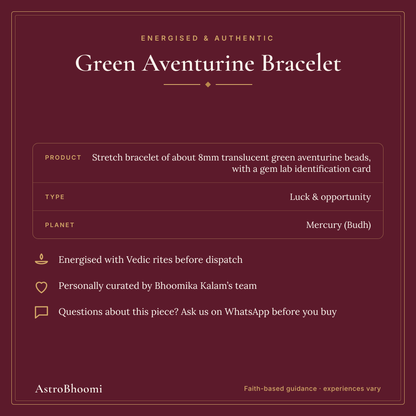 Green Aventurine Bracelet: energised and authentic, AstroBhoomi