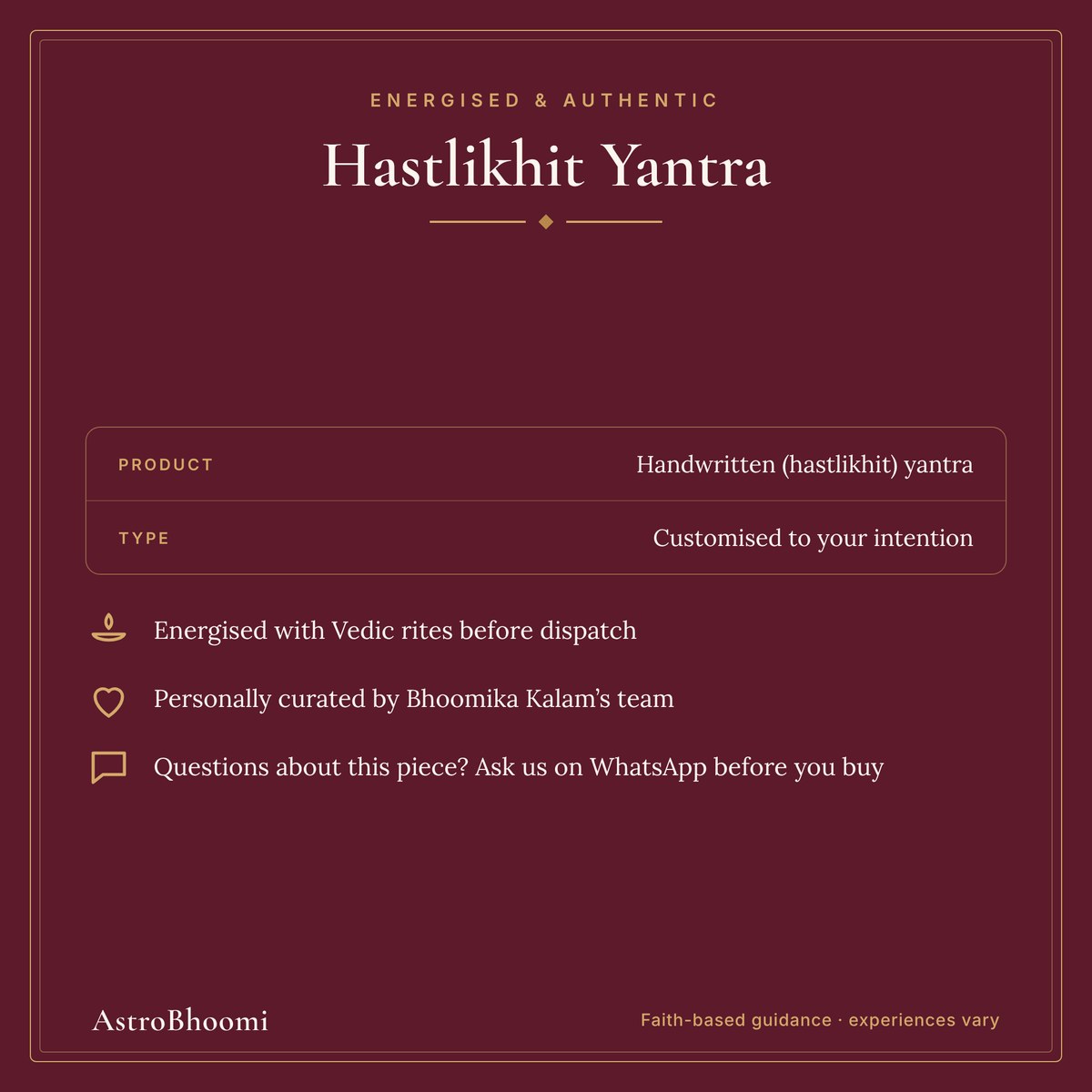 Hastlikhit Yantra (Customised to Your Wish): energised before dispatch and curated by AstroBhoomi