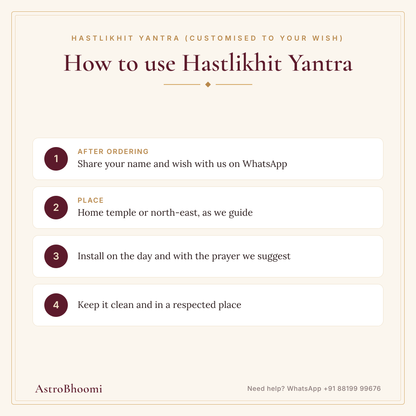 How to use Hastlikhit Yantra (Customised to Your Wish): step-by-step guide