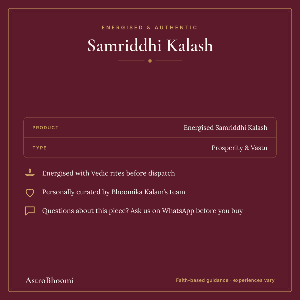 Samriddhi Kalash: energised before dispatch and curated by AstroBhoomi