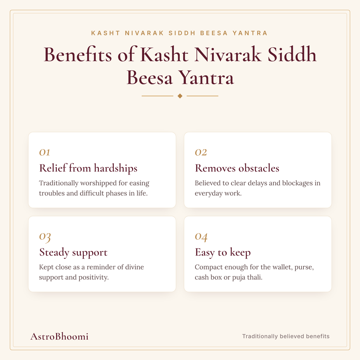 Benefits of Kasht Nivarak Siddh Beesa Yantra