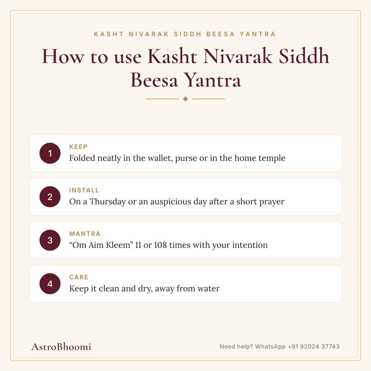 How to use Kasht Nivarak Siddh Beesa Yantra