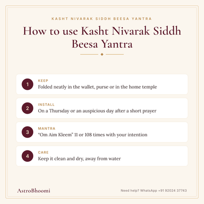 How to use Kasht Nivarak Siddh Beesa Yantra