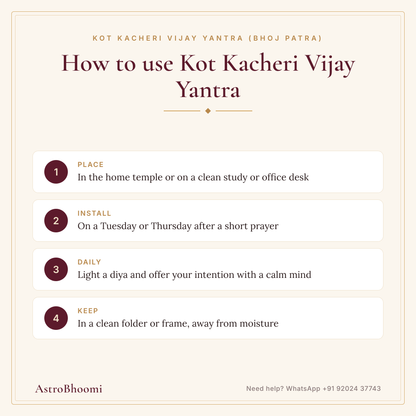 How to use Kot Kacheri Vijay Yantra