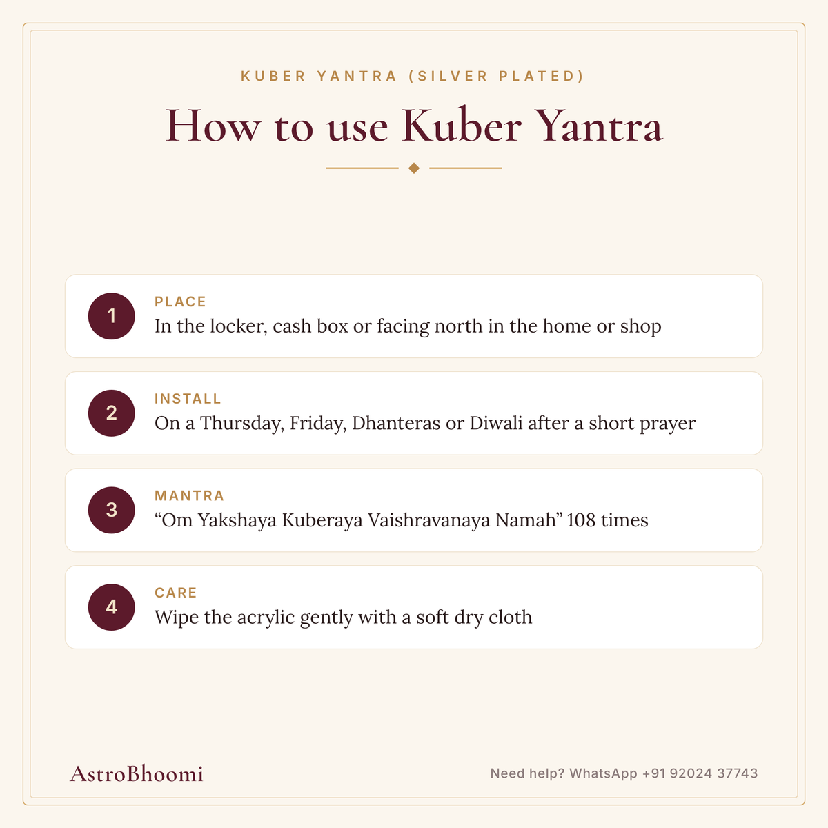 How to use Kuber Yantra