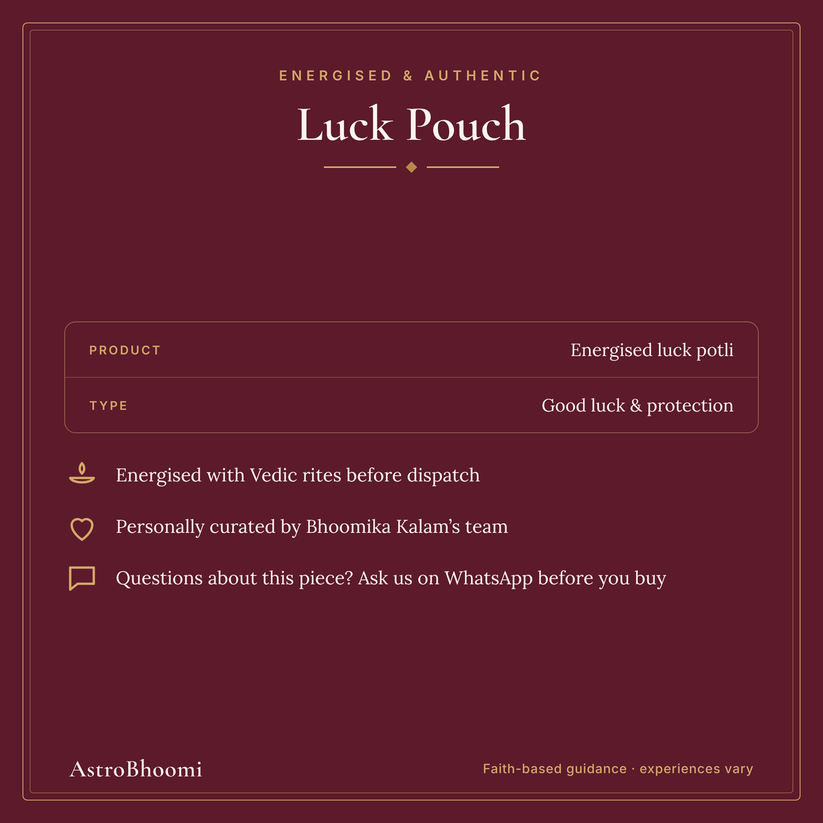 Luck Pouch: energised before dispatch and curated by AstroBhoomi