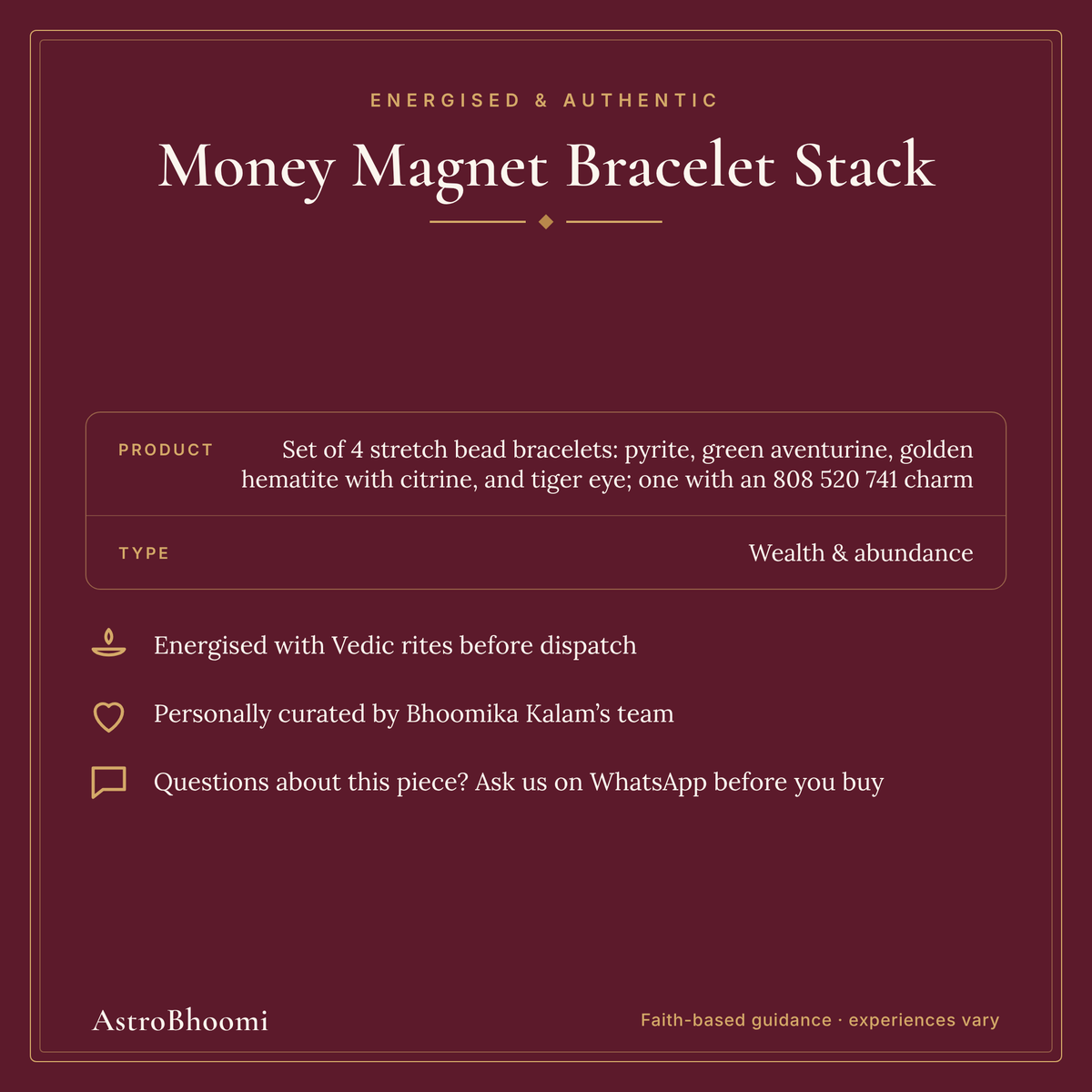 Money Magnet Bracelet Stack: energised and authentic, AstroBhoomi