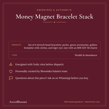 Money Magnet Bracelet Stack: energised and authentic, AstroBhoomi