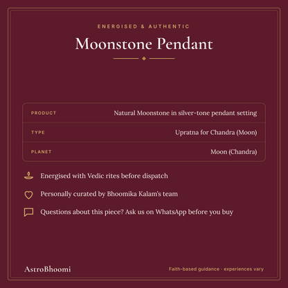 Moonstone Pendant: energised and authentic, AstroBhoomi