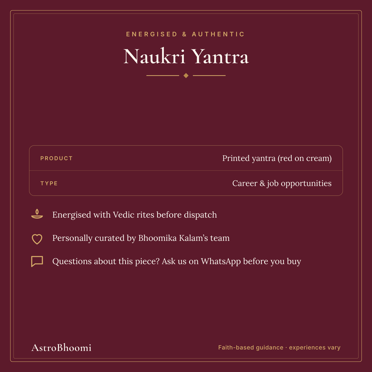Naukri Yantra: energised and authentic, AstroBhoomi