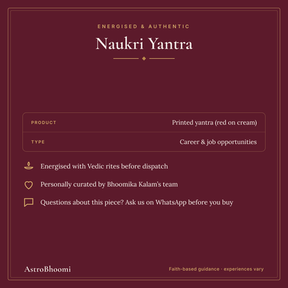 Naukri Yantra: energised and authentic, AstroBhoomi