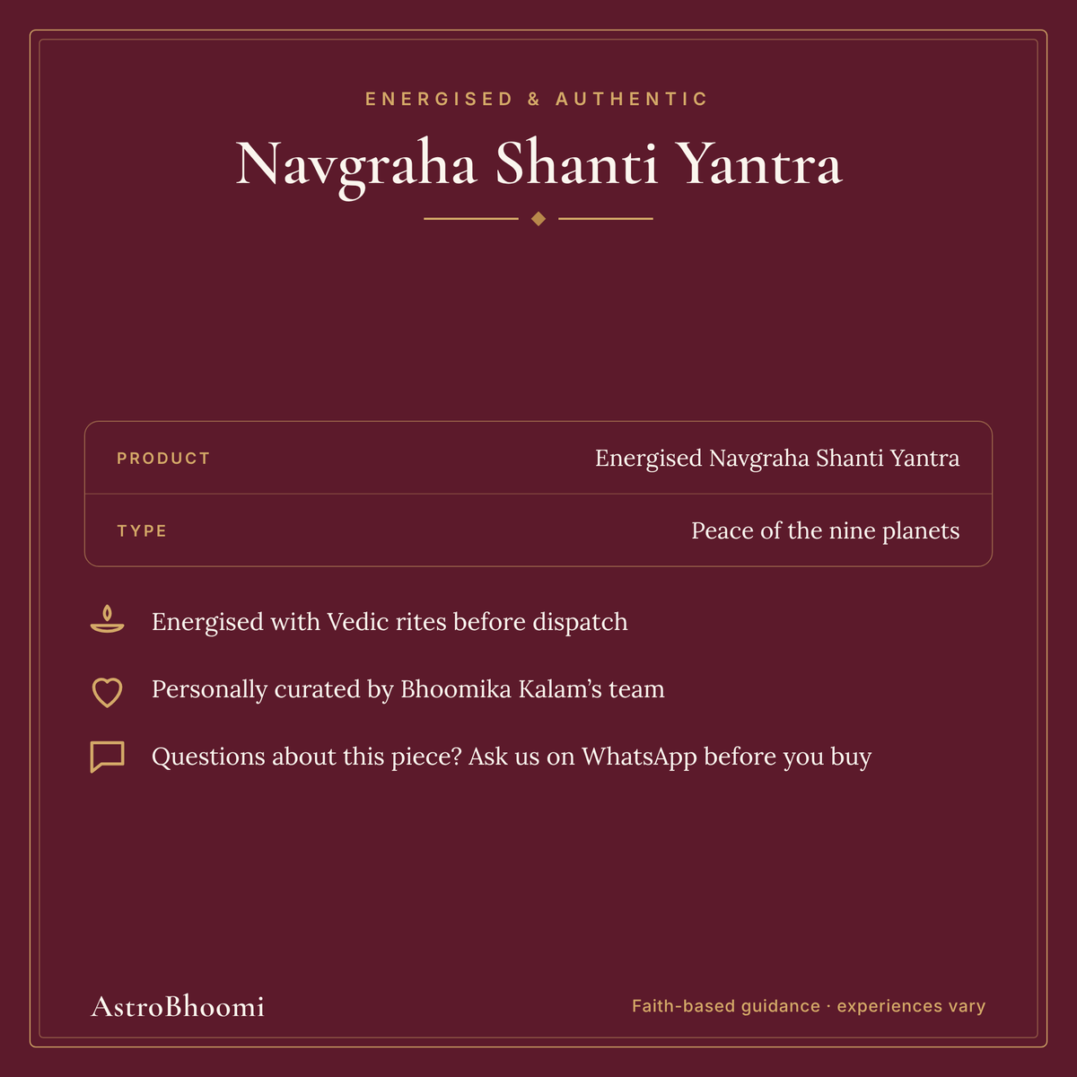 Navgraha Shanti Yantra: energised before dispatch and curated by AstroBhoomi