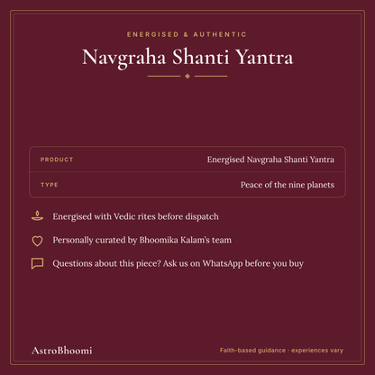 Navgraha Shanti Yantra: energised before dispatch and curated by AstroBhoomi