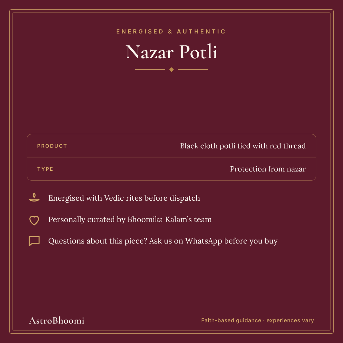 Nazar Potli: energised and authentic, AstroBhoomi
