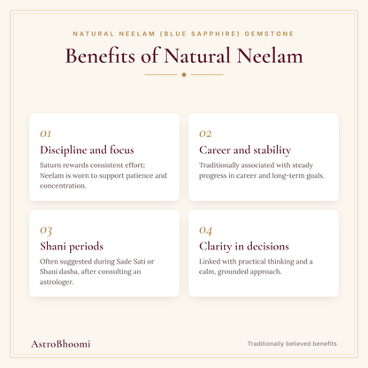 Benefits of Natural Neelam (Blue Sapphire) Gemstone
