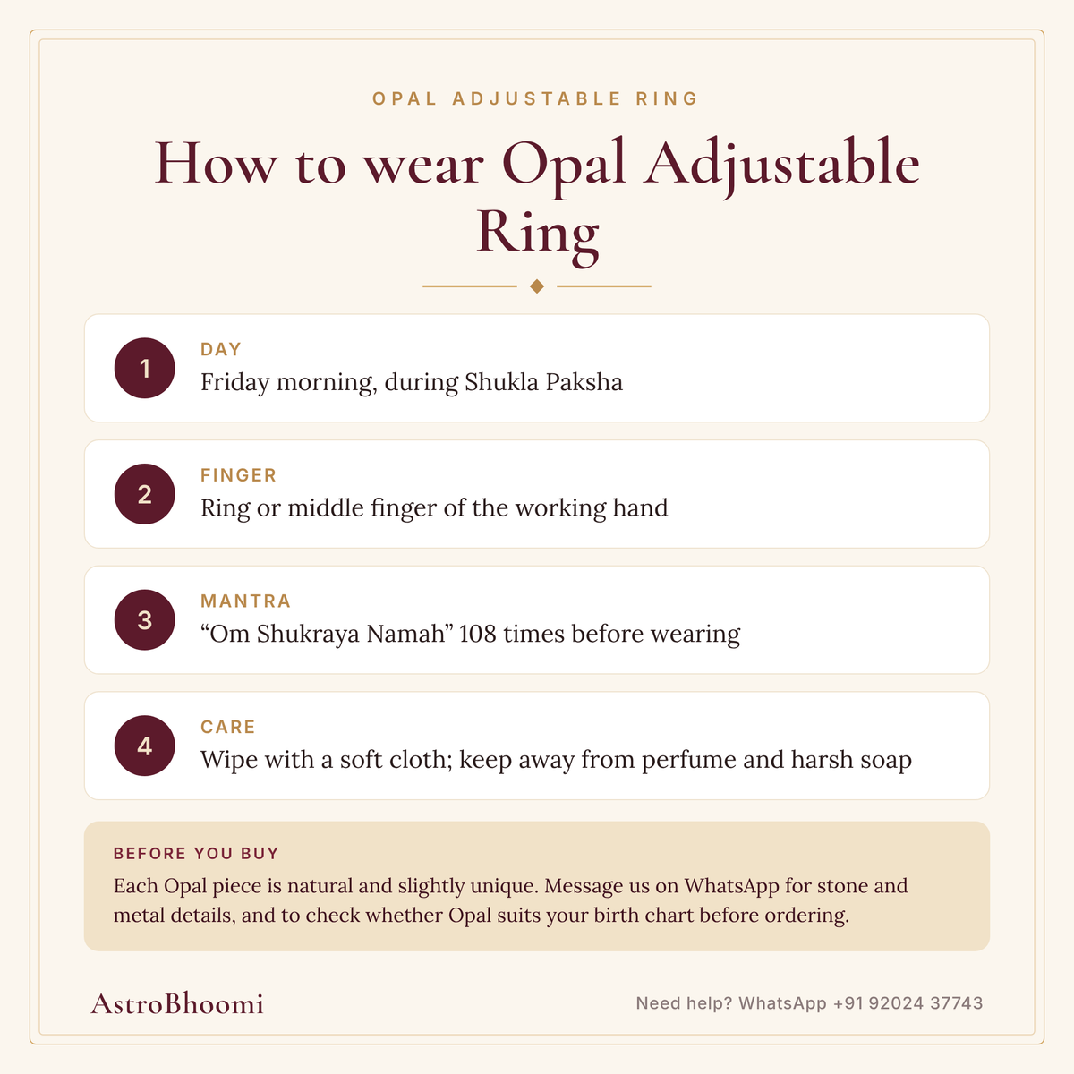 How to wear Opal Adjustable Ring