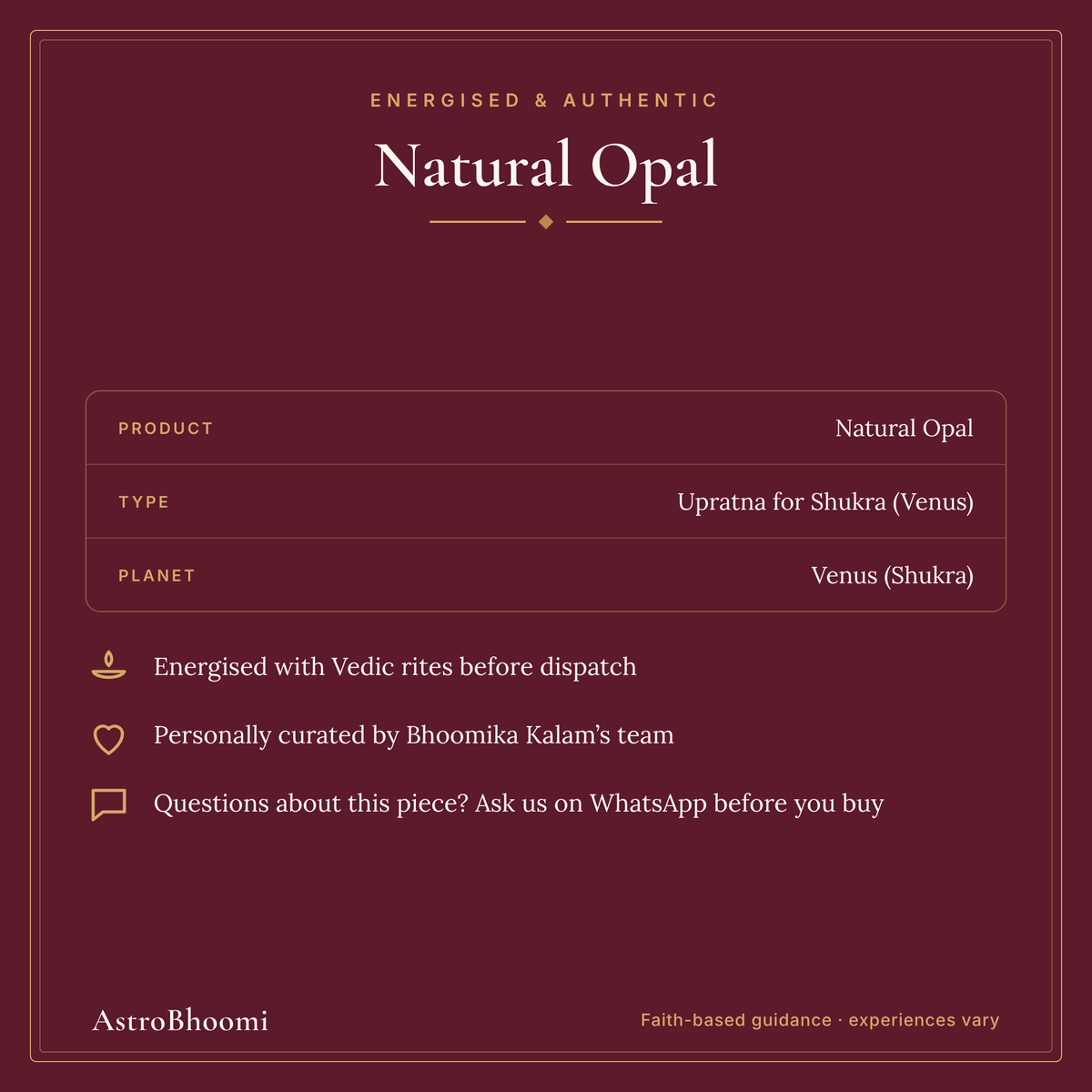 Natural Opal Gemstone: energised before dispatch and curated by AstroBhoomi