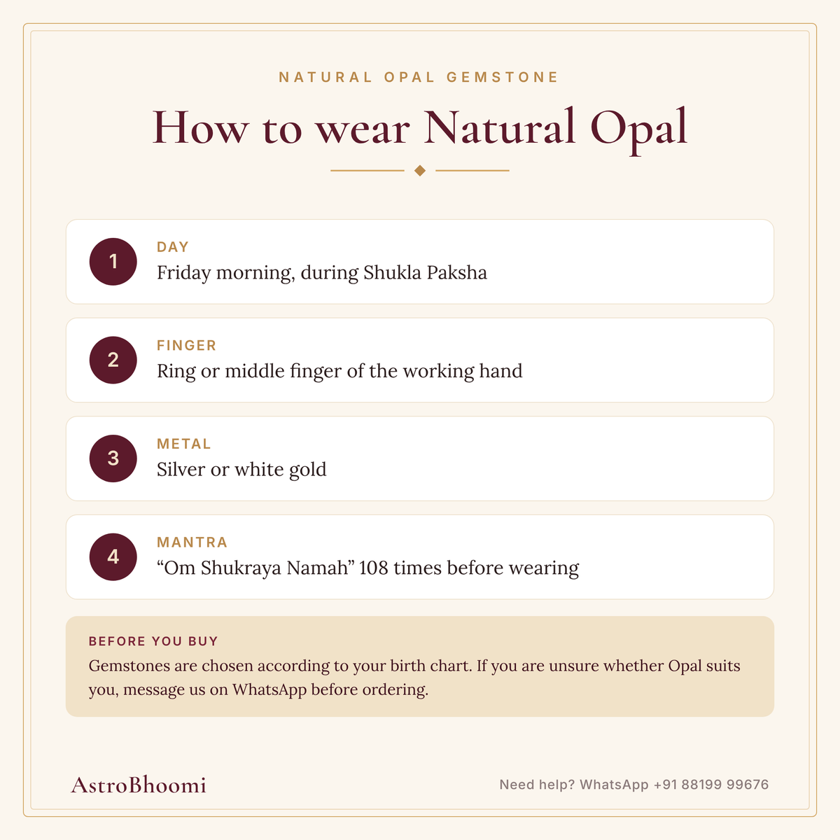 How to wear Natural Opal Gemstone: step-by-step guide