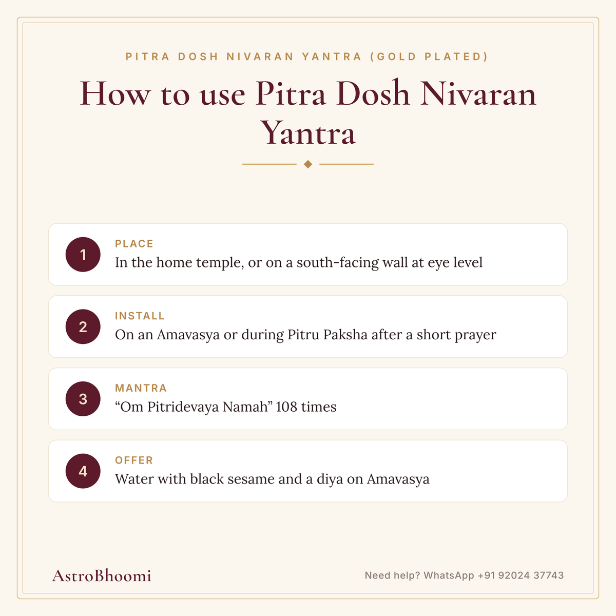 How to use Pitra Dosh Nivaran Yantra