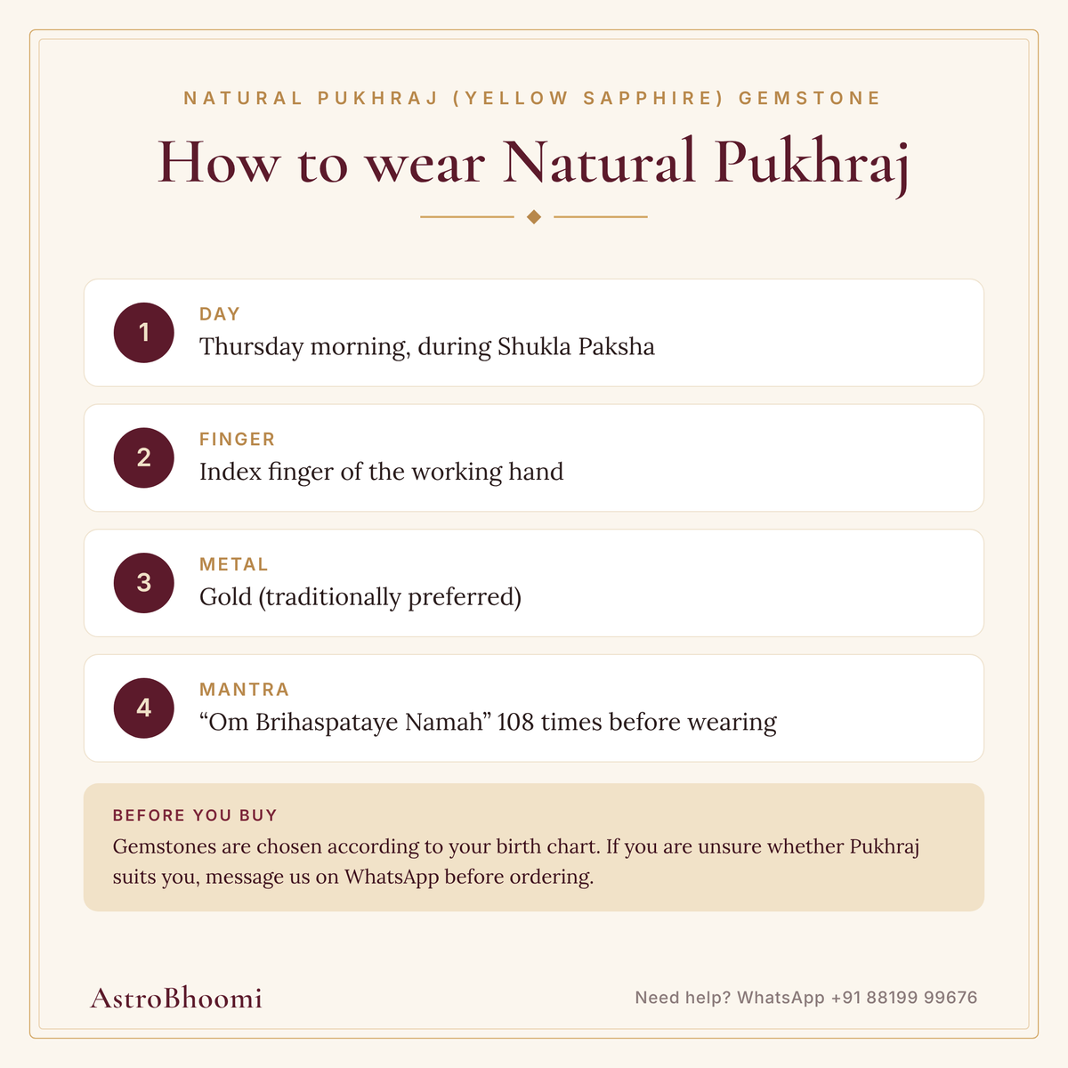 How to wear Natural Pukhraj (Yellow Sapphire) Gemstone: step-by-step guide