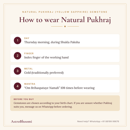 How to wear Natural Pukhraj (Yellow Sapphire) Gemstone: step-by-step guide