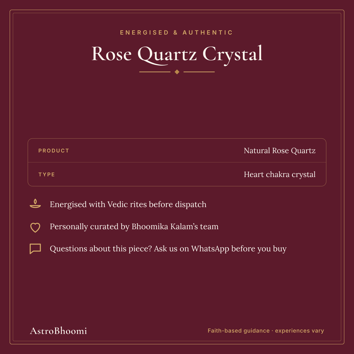 Rose Quartz Crystal: energised before dispatch and curated by AstroBhoomi