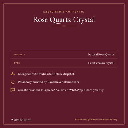 Rose Quartz Crystal: energised before dispatch and curated by AstroBhoomi