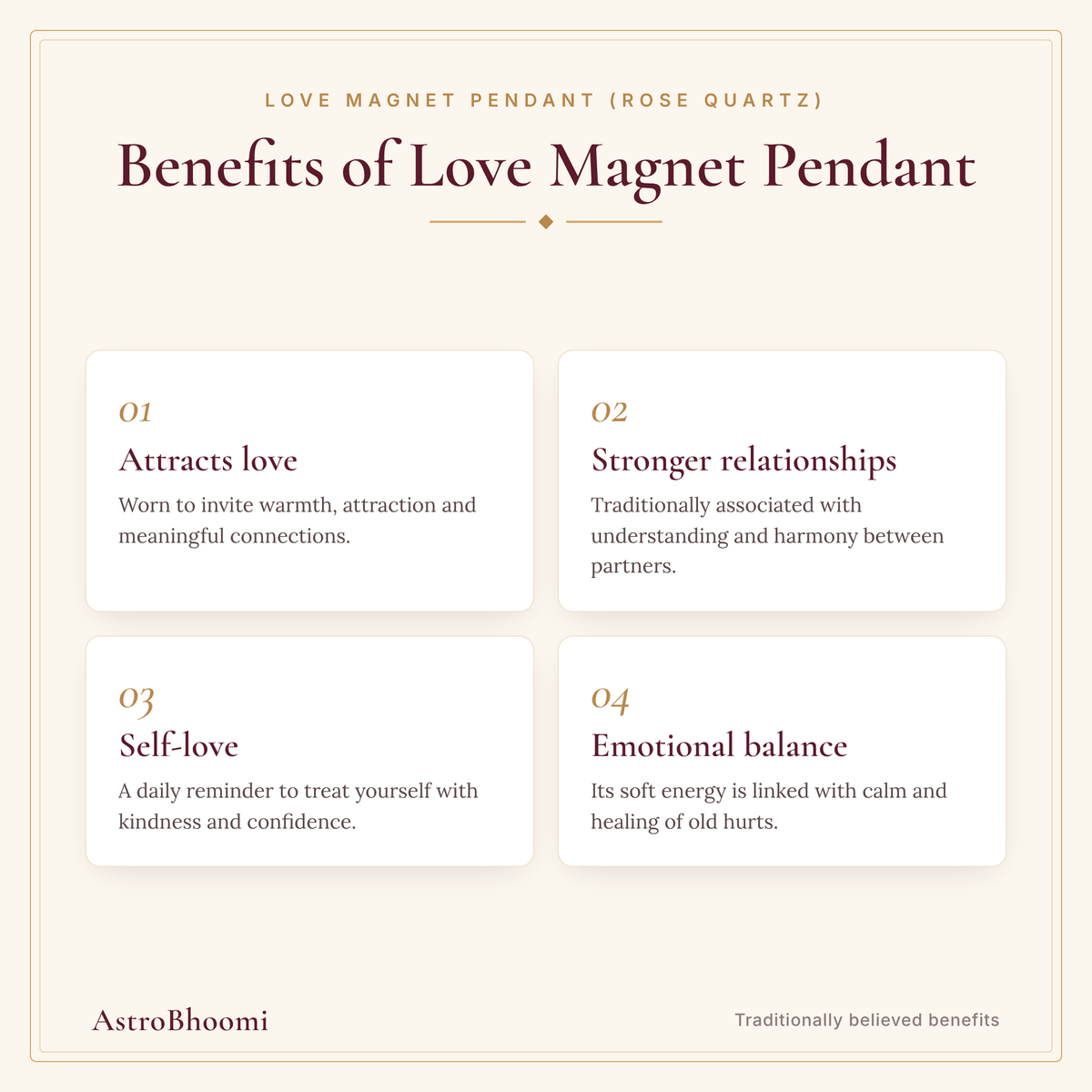 Benefits of Love Magnet Pendant (Rose Quartz)