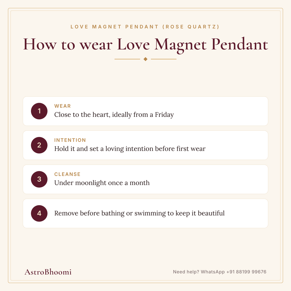 How to wear Love Magnet Pendant (Rose Quartz): step-by-step guide