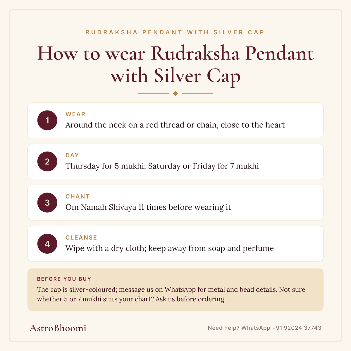 How to wear Rudraksha Pendant with Silver Cap