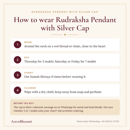 How to wear Rudraksha Pendant with Silver Cap