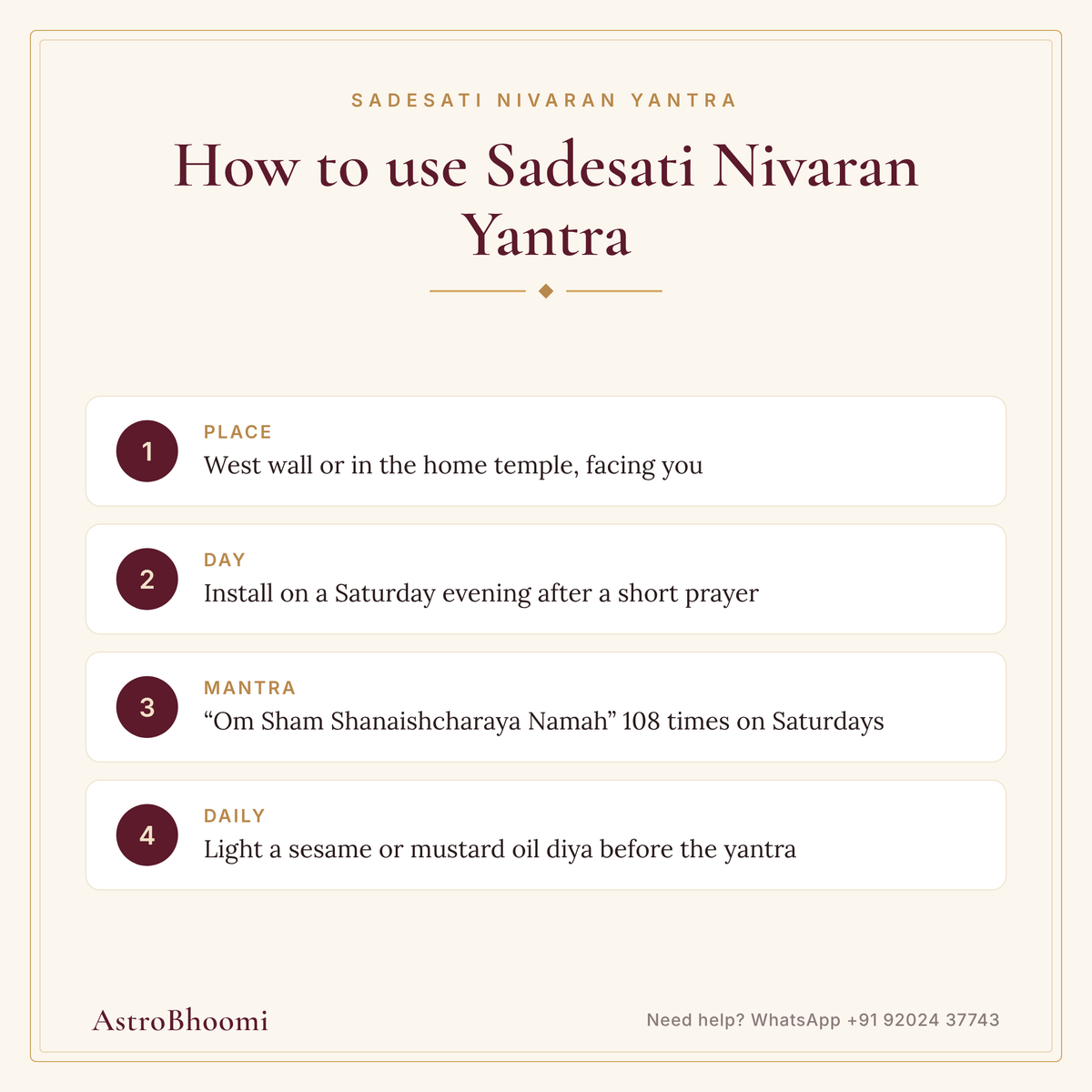 How to use Sadesati Nivaran Yantra