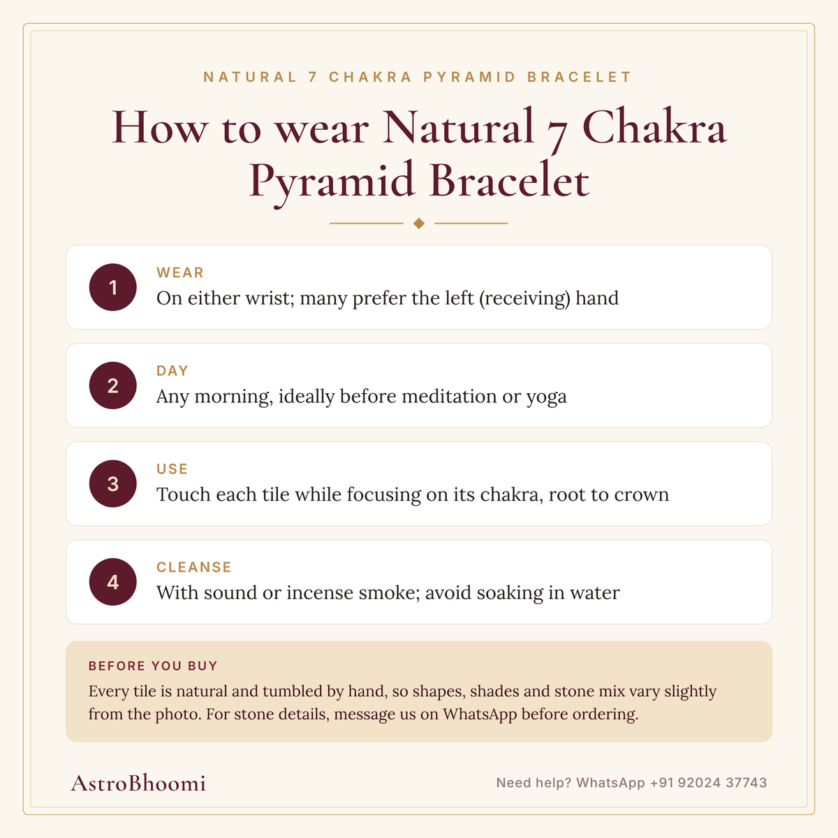 How to wear Natural 7 Chakra Pyramid Bracelet